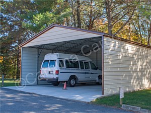 Vertical Roof Style Carport with Three Sides Closed